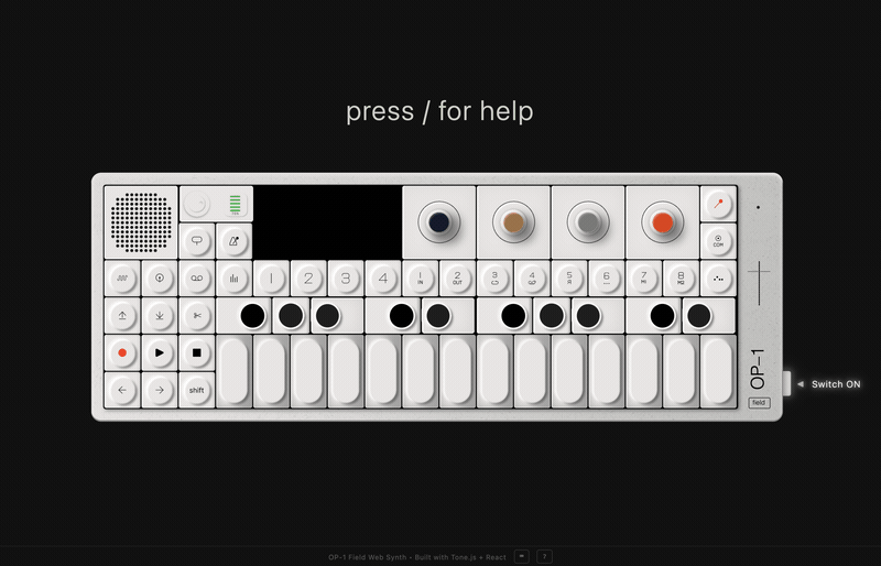 OP-1 Field onboarding flow — from power on to 'you've got this'
